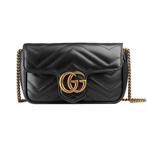 a black gucci stap bag|GG Emblem super mini bag in black leather .